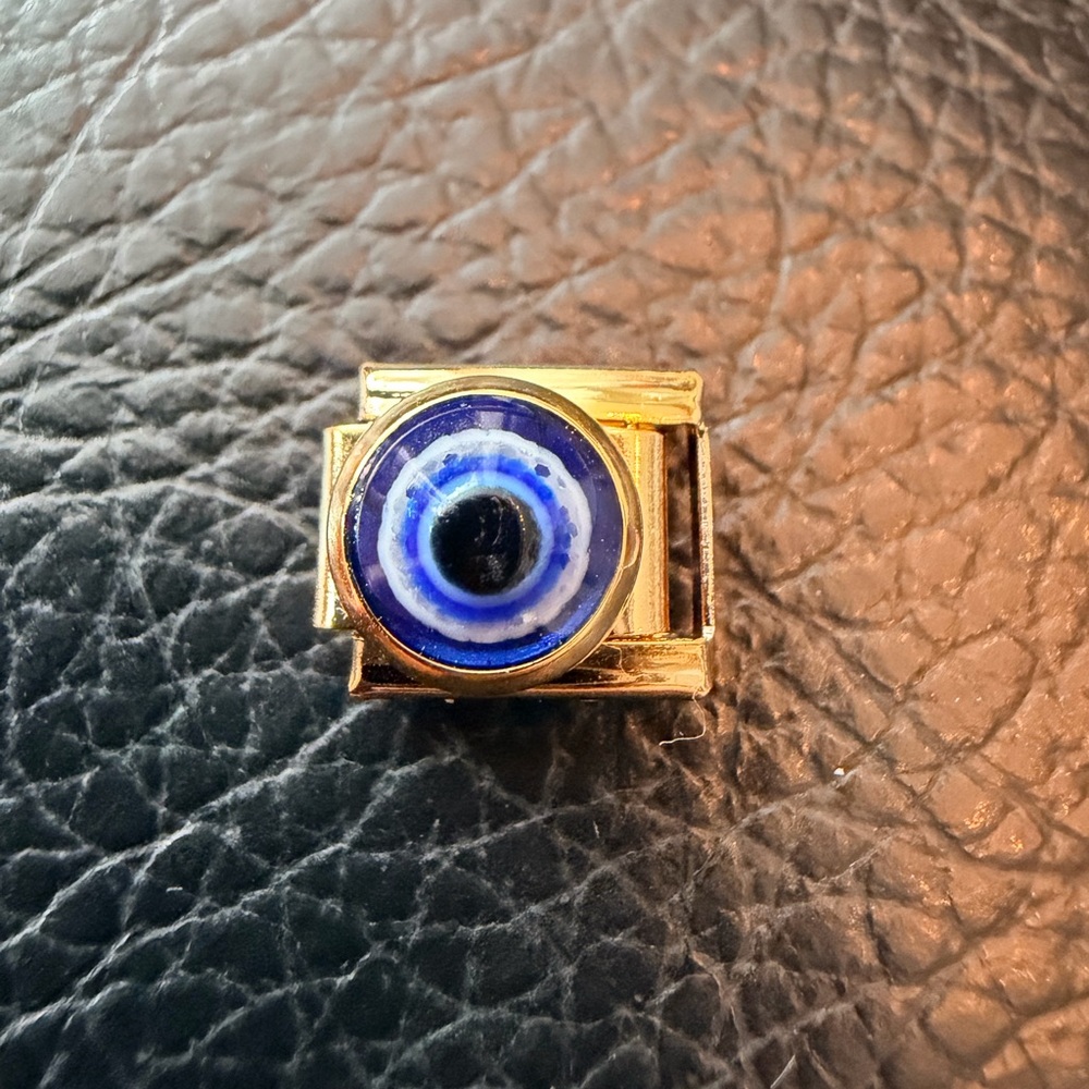 Gold and Blue Evil Eye Italian Charm link